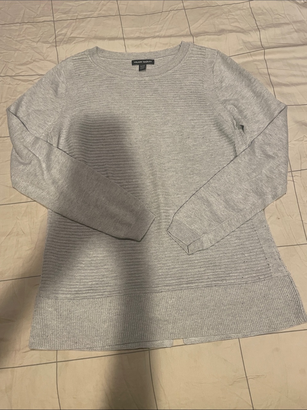 Halogen Light Gray Ribbed Crewneck Sweater
